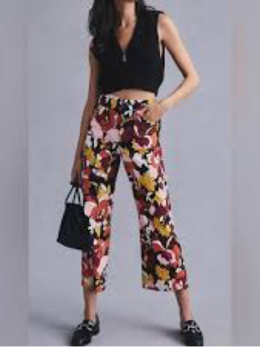 Maeve Anthropologie Colette Wide Leg Pants 25 Multicolor Floral Patch
